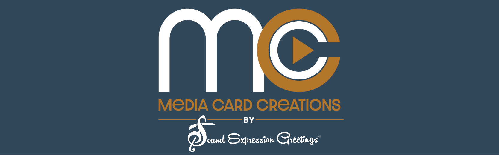 Media Card Creations interactive media products and branded promotional materials displayed in a premium tabletop arrangement